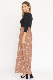 Women's Quarter Sleeve Floral Maxi Dress