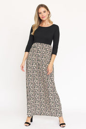 Women's Quarter Sleeve Polyester Maxi Dress