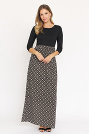 Women's Quarter Sleeve Polyester Maxi Dress