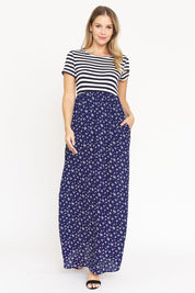 Women's Short Sleeve Floral Maxi Dress