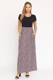 Women's Short Sleeve Floral Maxi Dress