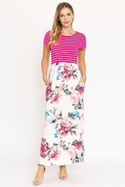 Women's Short Sleeve Floral Maxi Dress