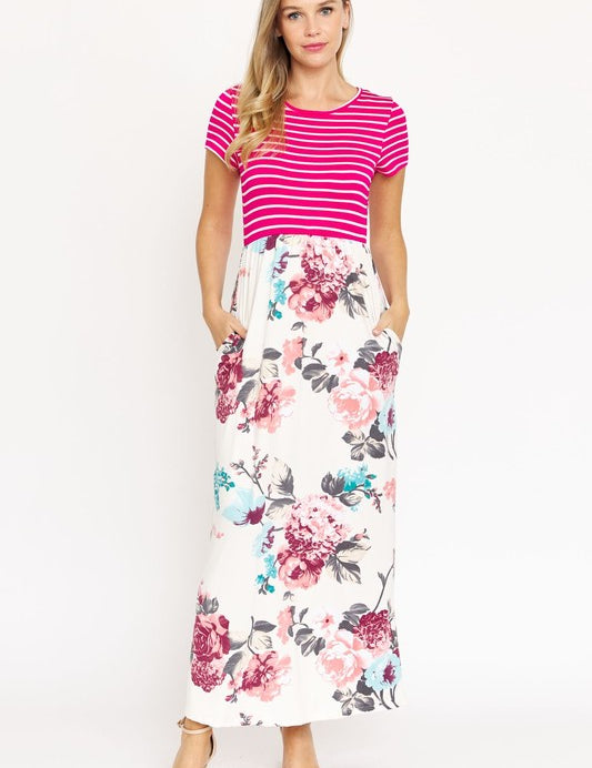 Short Sleeve Floral Maxi Dress