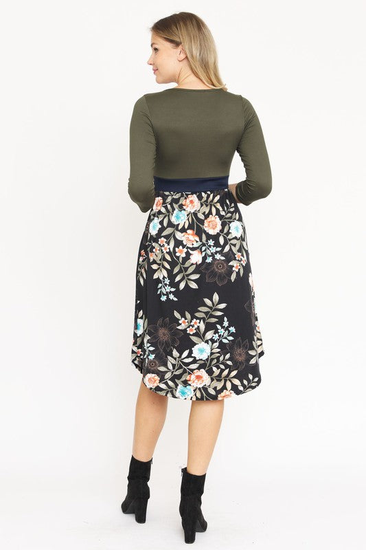 Women's Floral Band Midi Dress