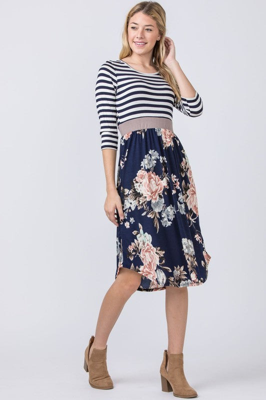 Women's Floral Band Midi Dress