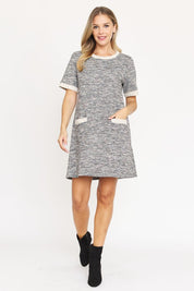 Plus Size Preppy Tweed Shift Dress