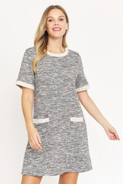 Women's Preppy Tweed Shift Dress