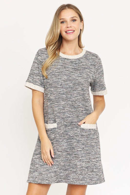 Women's Preppy Tweed Shift Dress