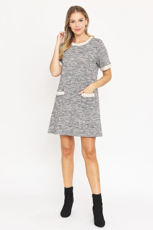 Women's Preppy Tweed Shift Dress