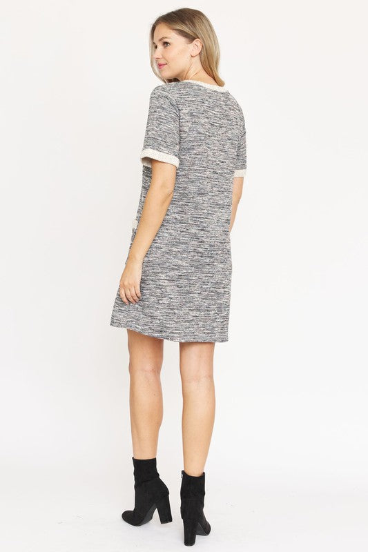 Plus Size Preppy Tweed Shift Dress