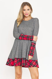 Women's Plaid Layered Fit and Flare Dress