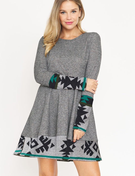 Women's Plaid Layered Fit and Flare Dress