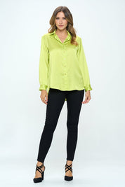 Women's Stretch Satin V Neck Blouse