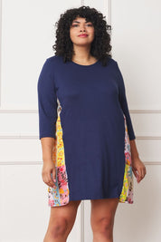 Plus Size Women's Contrast A-Line Tunic Dress