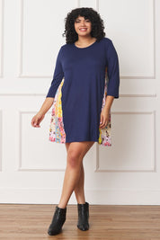 Plus Size Women's Contrast A-Line Tunic Dress