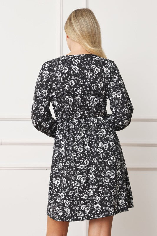 Women's V-Neck Floral Mini Dress