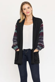 Women's Bishop Sleeve Open Cardigan with Pockets