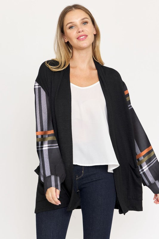 Women's Bishop Sleeve Open Cardigan with Pockets