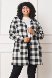 Women's Long Buffalo Plaid Open Cardigan