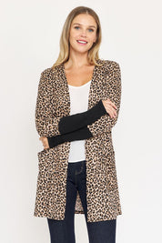 Plus Leopard Print Open Cardigan