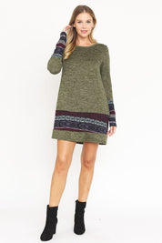 Women's Plus Size Nordic Print Knit Dress