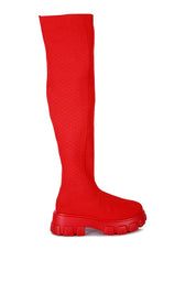 Women's Casual Stretch Knit Knee High Boots