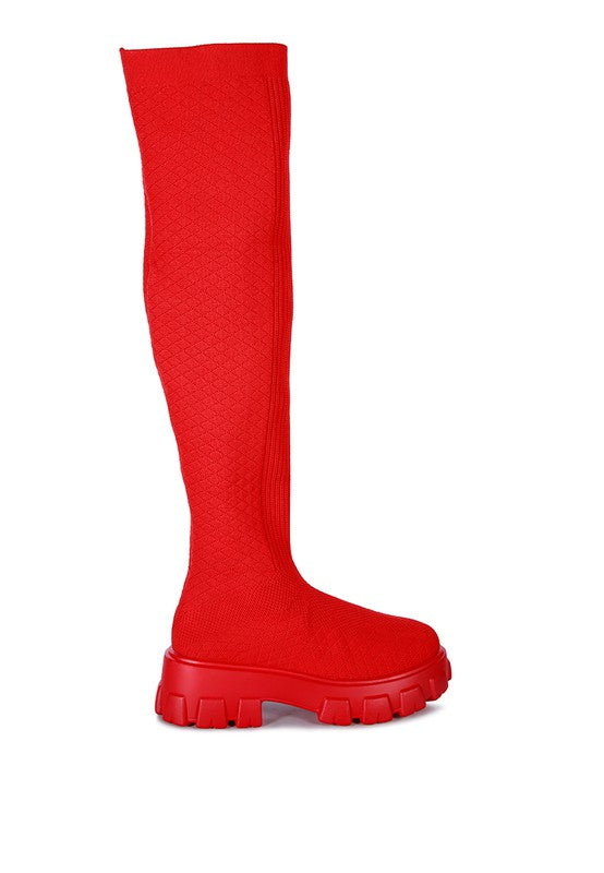 Women's Casual Stretch Knit Knee High Boots