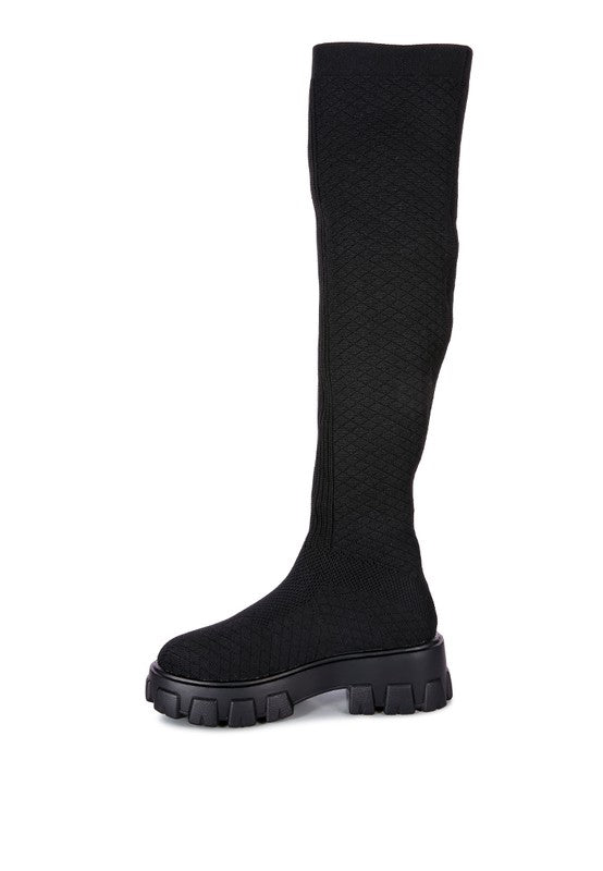 Women's Casual Stretch Knit Knee High Boots