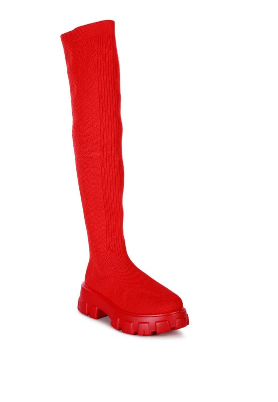 Women's Casual Stretch Knit Knee High Boots