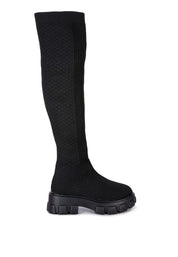 Women's Casual Stretch Knit Knee High Boots