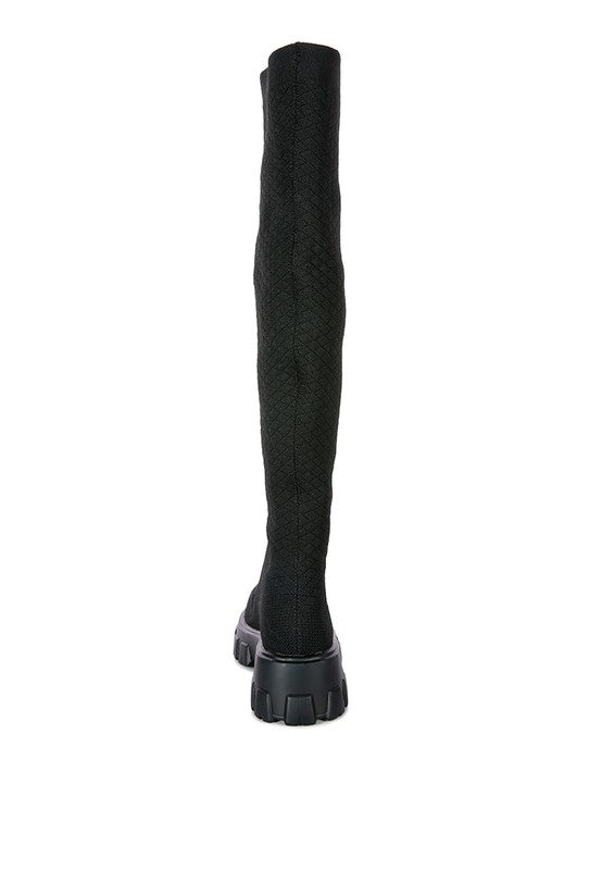 Women's Casual Stretch Knit Knee High Boots