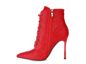 Women's High Heel Faux Suede Ankle Boots with Diamante Detail