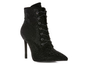 Women's High Heel Faux Suede Ankle Boots with Diamante Detail