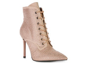 Women's High Heel Faux Suede Ankle Boots with Diamante Detail