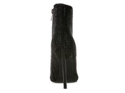 Women's High Heel Faux Suede Ankle Boots with Diamante Detail