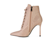 Women's High Heel Faux Suede Ankle Boots with Diamante Detail