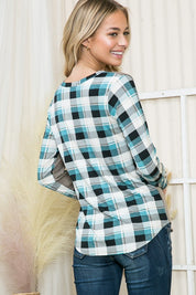 Women's Knit Plaid Contrast Pullover Sweater