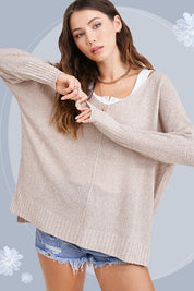 Women's Relaxed Fit Side Slit Sweater