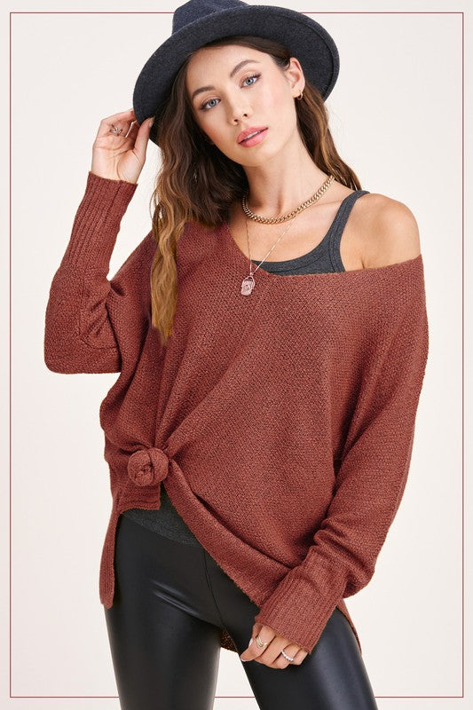 Women's Relaxed Fit Side Slit Sweater