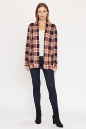 Women's Plaid Elbow Patch Cardigan