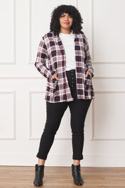 Women's Plaid Elbow Patch Cardigan