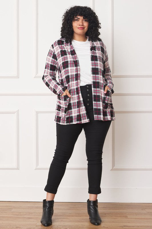 Women's Plaid Elbow Patch Cardigan