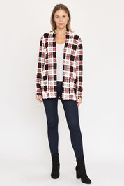 Women's Plaid Elbow Patch Cardigan