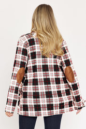 Women's Plaid Elbow Patch Cardigan