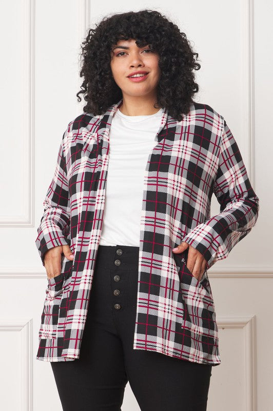 Women's Plaid Elbow Patch Cardigan