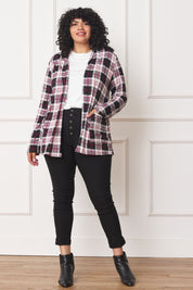 Women's Plaid Elbow Patch Cardigan