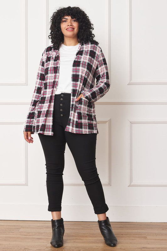 Women's Plaid Elbow Patch Cardigan