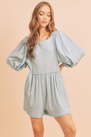 Women's Casual Babydoll Romper with Long Sleeves