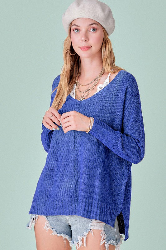 Women's Relaxed Fit Side Slit Sweater