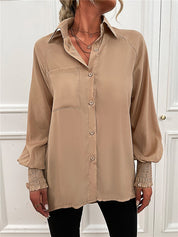 Women's Casual Long Sleeve Button Down Blouse